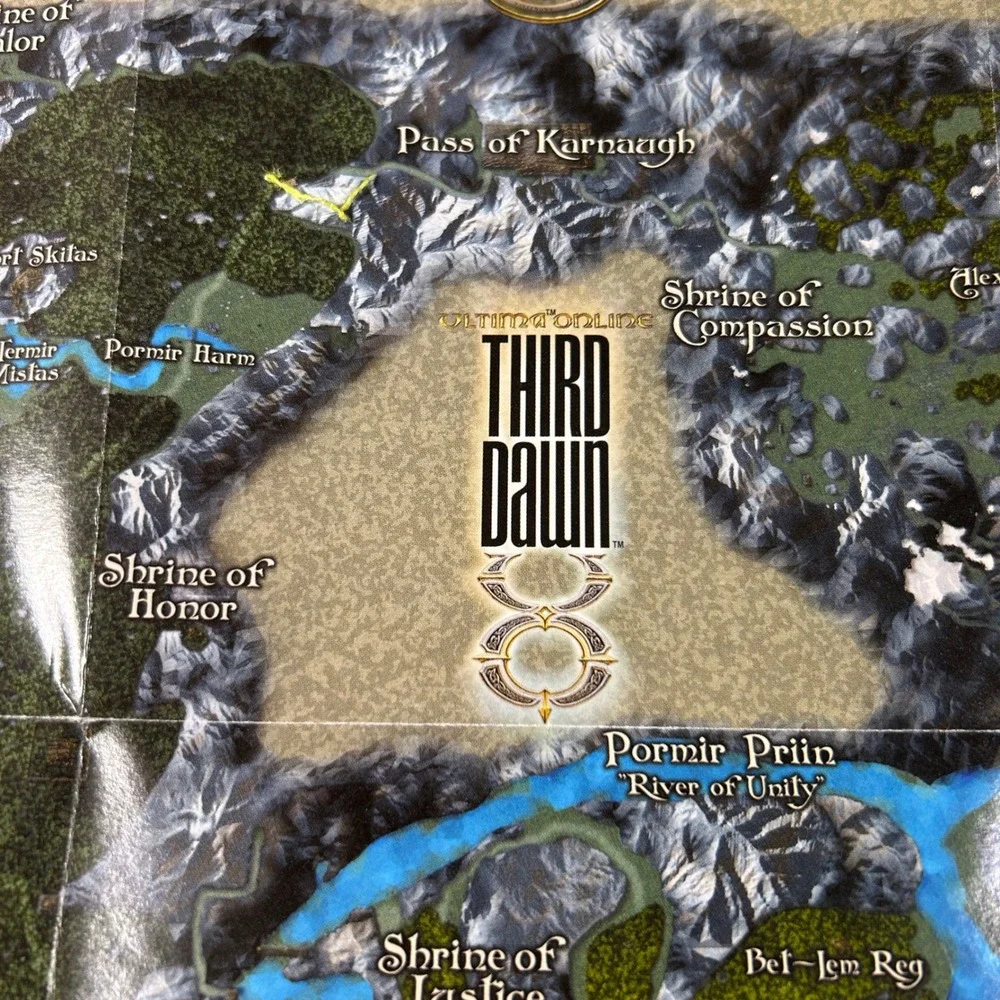 Ultima Online Third Dawn Britannia Ilshenar Double Sided Paper Map Vintage RPG